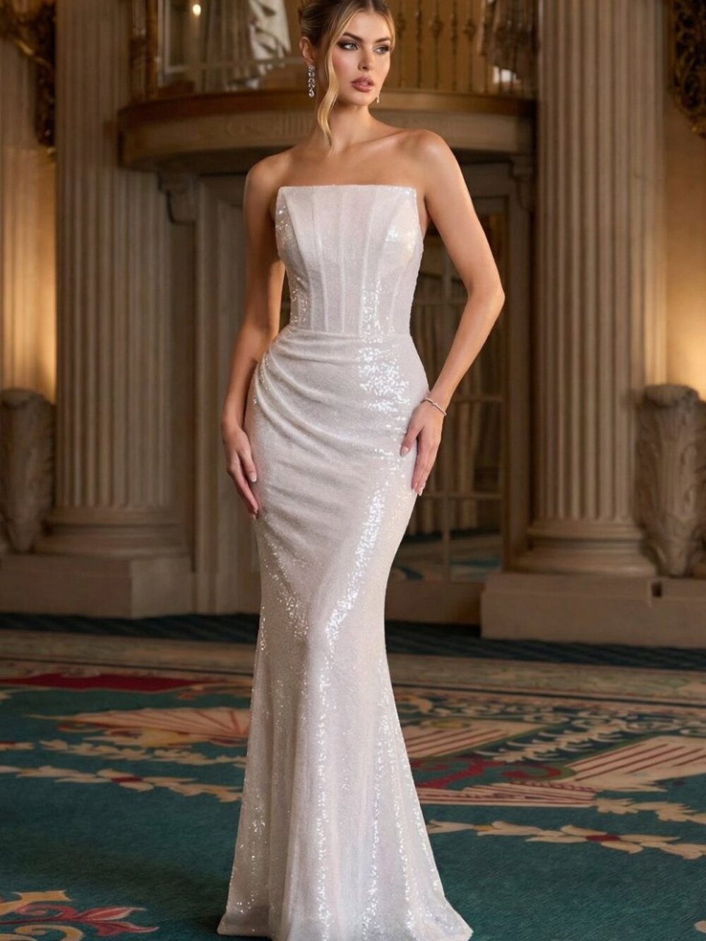 NEW OFF WHITE Evening Gown Floor Length Formal Elegant Stunning J904